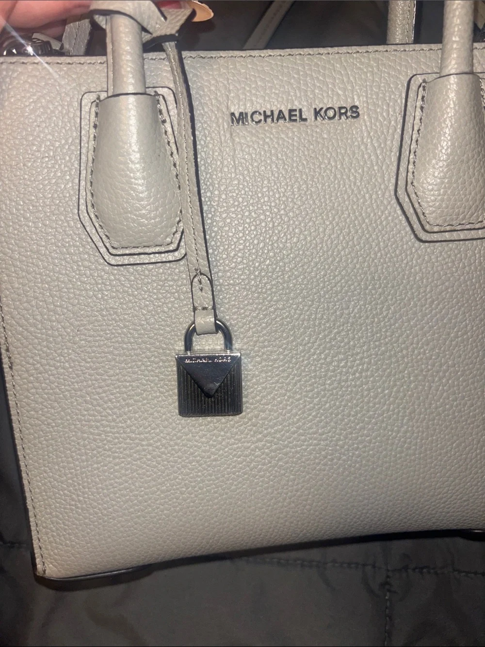 Michael Kors Gray Pebbled Leather Crossbody Satchel